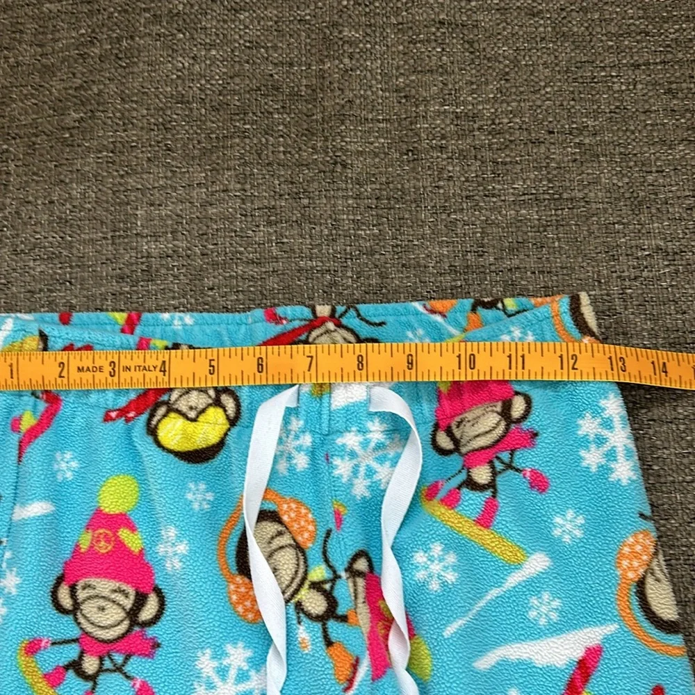 Old Navy Girls Blue Fleece Pajama Pants Size 10-12 Ski Snowboard Winter Monkey